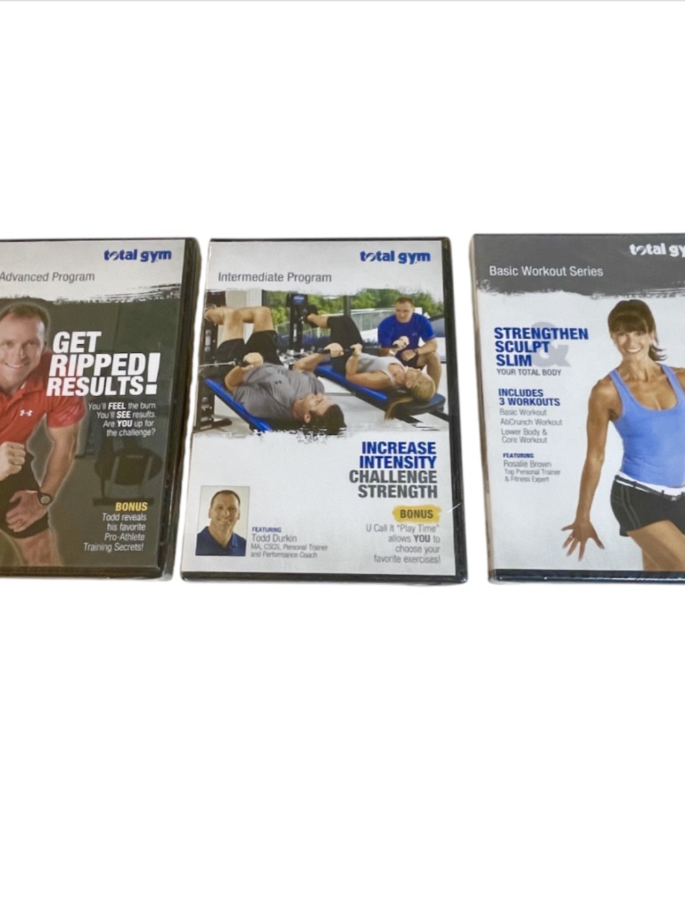 Total Gym DVD Lot of 3: Get Ripped Advanced, Intermediate, Basic Workout New